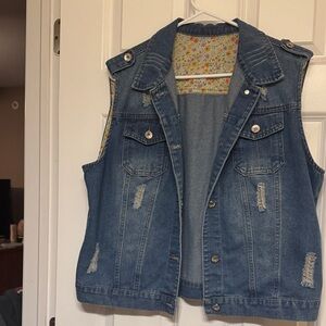 Amazon Blue Denim Vest with Floral Lining